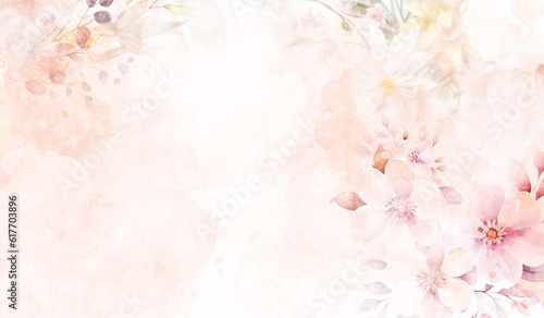 pink watercolor splash background. Spring floral in watercolor background. Elegant botanical suitable for fabric, prints, cover.