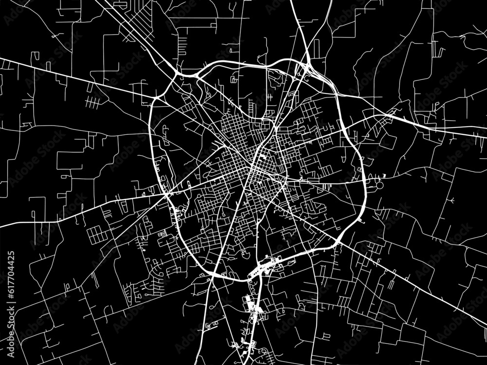 Vector road map of the city of Lufkin Texas in the United States of America with white roads on a black background. Vector road map of the city of Lufkin Texas in the United States of America with white roads on a black background.