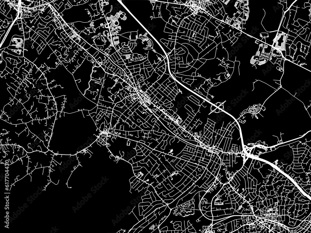 Vector road map of the city of  Madison New Jersey in the United States of America with white roads on a black background.