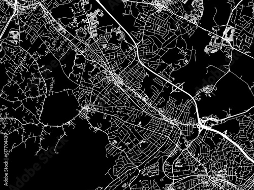 Vector road map of the city of  Madison New Jersey in the United States of America with white roads on a black background.