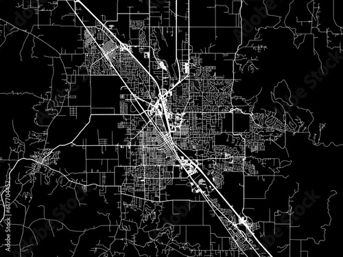 Vector road map of the city of  Medford Oregon in the United States of America with white roads on a black background. photo