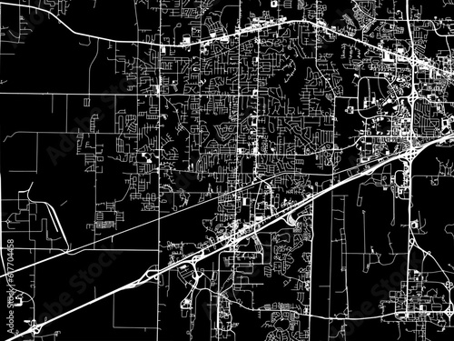 Vector road map of the city of  Madison Alabama in the United States of America with white roads on a black background.