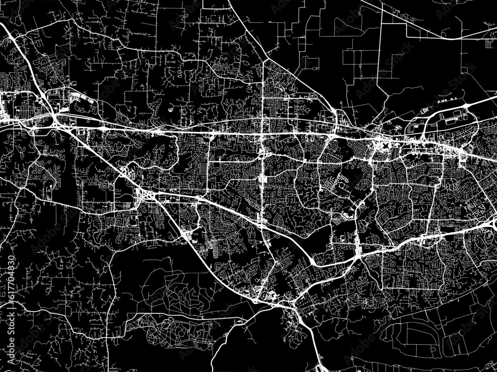 Vector road map of the city of  O'Fallon Missouri in the United States of America with white roads on a black background.