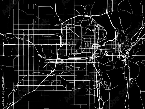 Vector road map of the city of Omaha Nebraska in the United States of America with white roads on a black background.
