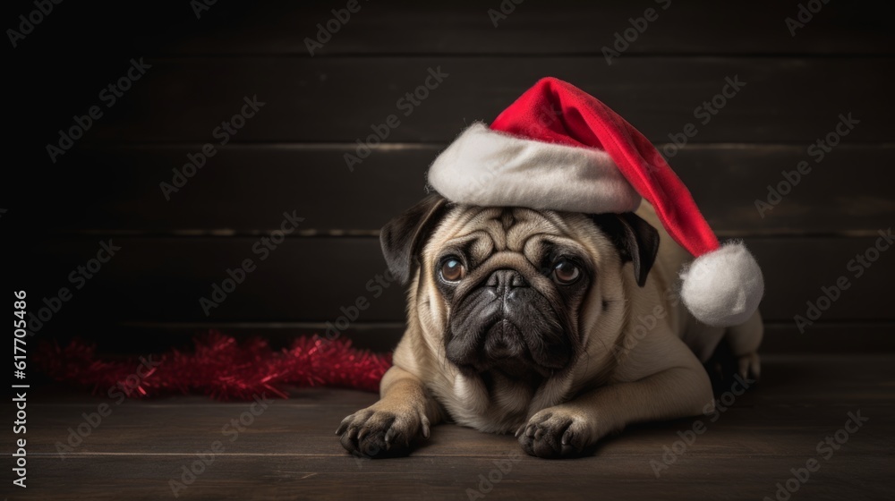 The Merry Canine: Dog in a Santa Hat Radiates Warmth and Love this Christmas