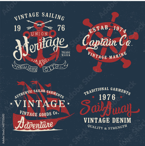 tee print design pack as vector with mariner concept