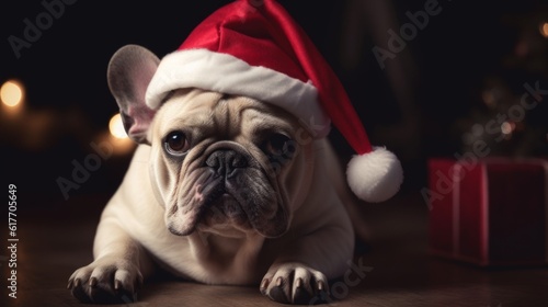 Festive Fuzziness: Dog in a Santa Hat Radiates the Magic of Christmas with Every Woof © vasyan_23
