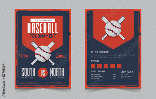 Baseball flyer design template, Double sided baseball tournament poster, vector illustration eps 10