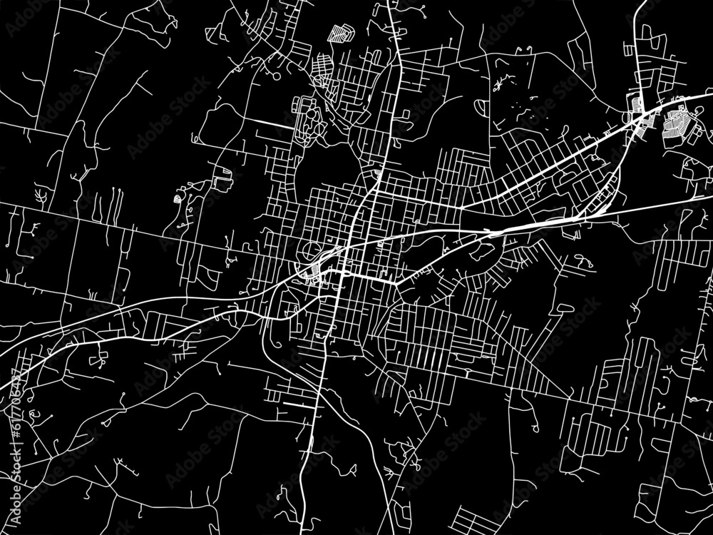 Vector road map of the city of  Pittsfield Massachusetts in the United States of America with white roads on a black background.