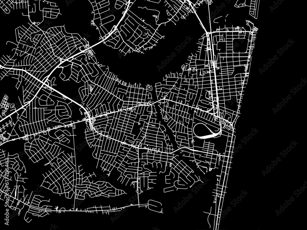 Vector road map of the city of  Point Pleasant New Jersey in the United States of America with white roads on a black background.