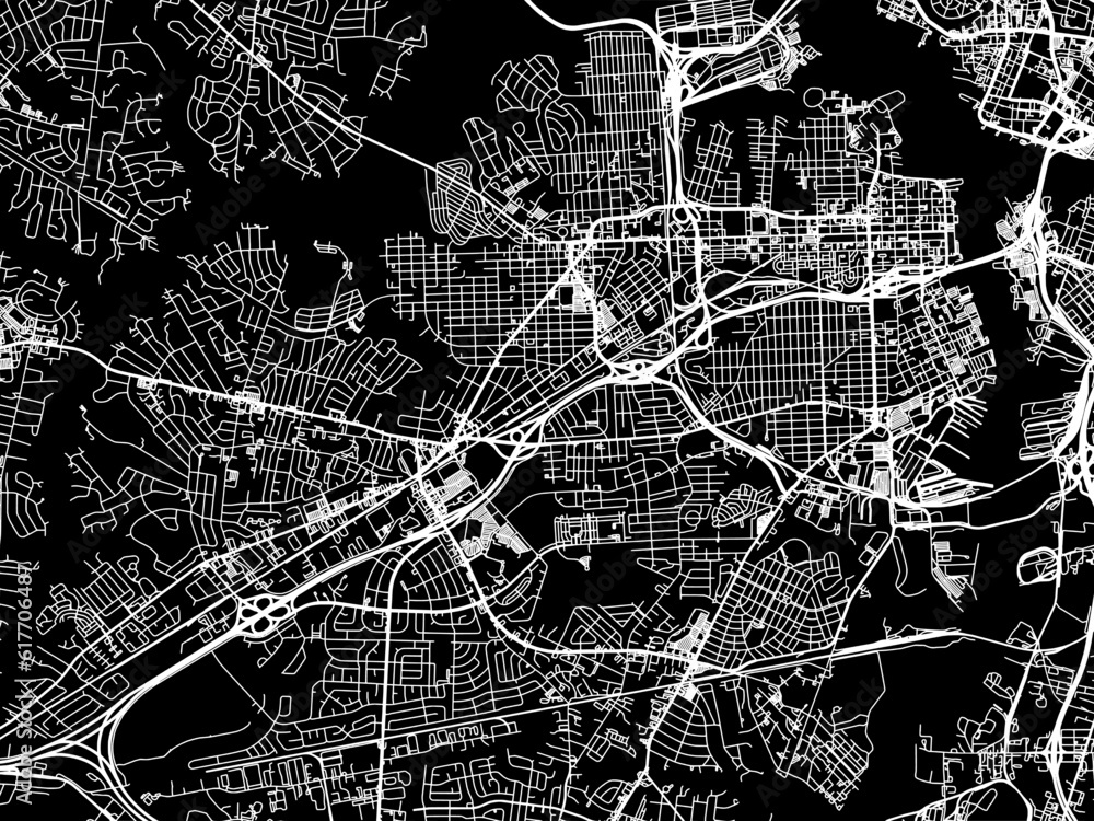 Vector road map of the city of Portsmouth Virginia in the United States of America with white roads on a black background. Vector road map of the city of Portsmouth Virginia in the United States of America with white roads on a black background.
