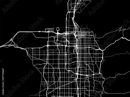 Vector road map of the city of  Salt Lake City Metro Utah in the United States of America with white roads on a black background.