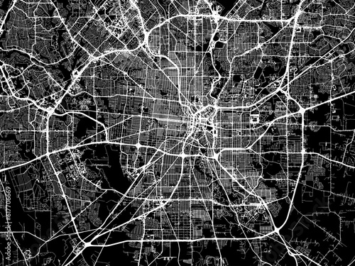 Vector road map of the city of  San Antonio Texas in the United States of America with white roads on a black background.