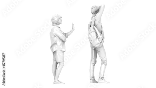 3D High Poly Humans - SET6 Monochromatic - Lateral View 1