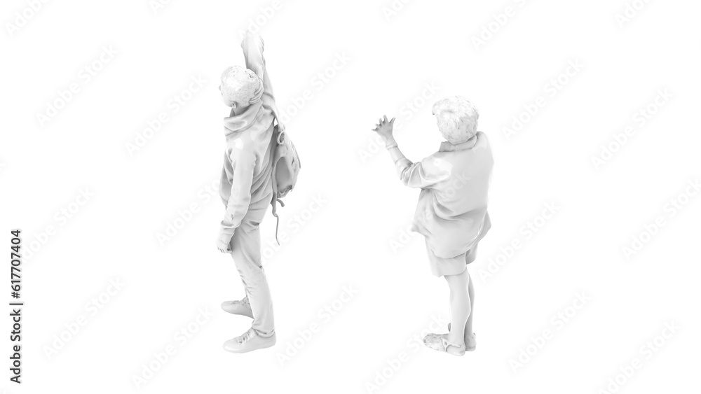 3D High Poly Humans - SET6 Monochromatic - Isometric View 4 3D High Poly Humans - SET6 Monochromatic - Isometric View 4