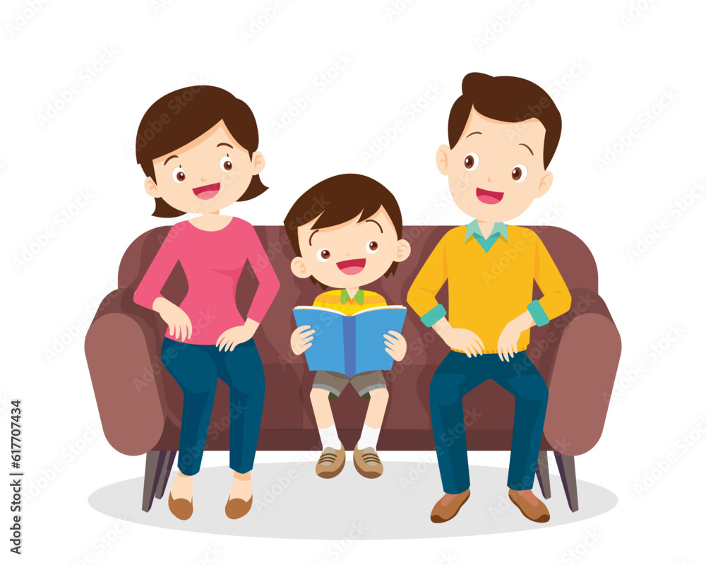 boy and family reading book together boy and family reading book together
