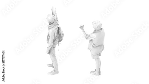 3D High Poly Humans - SET6 Monochromatic - Isometric View 4