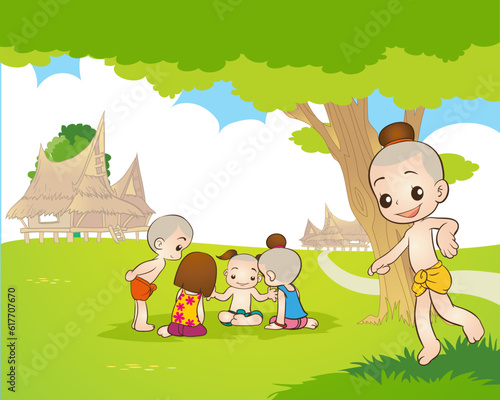 Traditional Thai Children are playing game