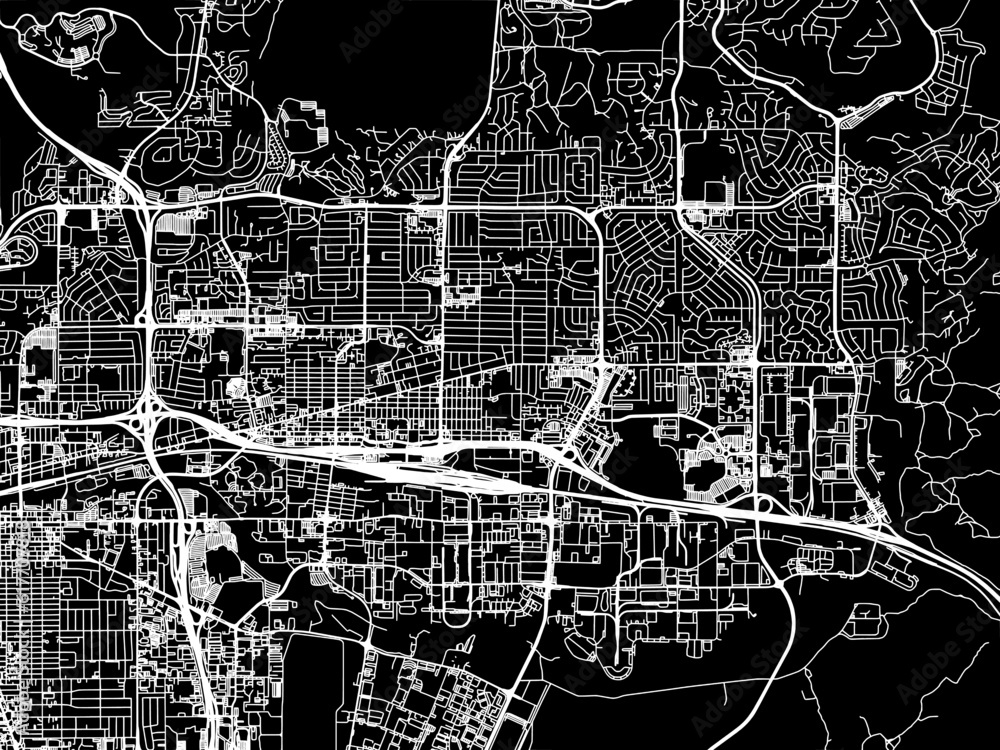Vector road map of the city of  Sparks Nevada in the United States of America with white roads on a black background.