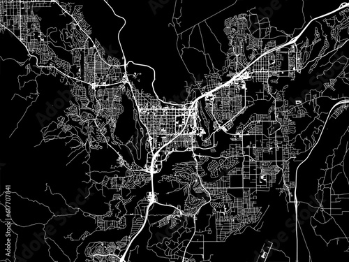 Vector road map of the city of  St. George Utah in the United States of America with white roads on a black background.