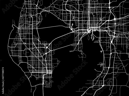 Vector road map of the city of  Tampa Bay Florida in the United States of America with white roads on a black background.