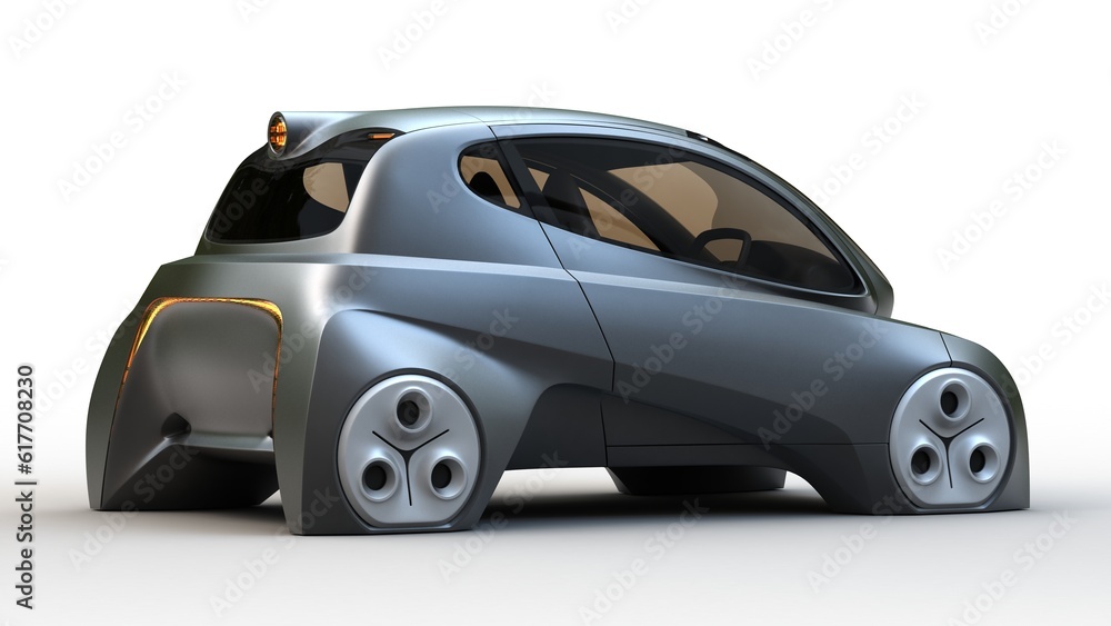 futuristic concept car 3D illustration, future transport, moon vehicle