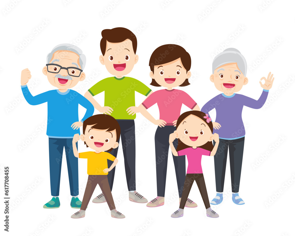 Happy Family Sport Activity. Mother, Father and Kid Doing Morning Exercising at Home Happy Family Sport Activity. Mother, Father and Kid Doing Morning Exercising at Home