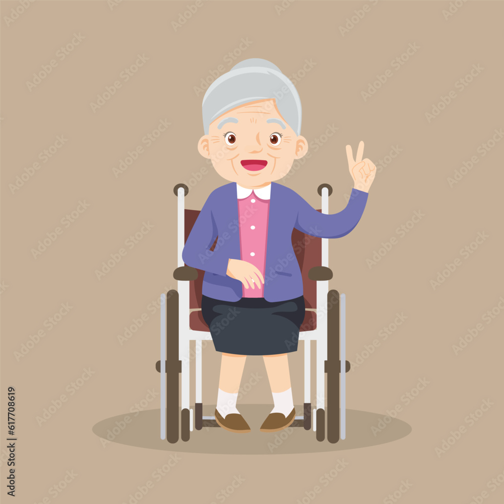 elderly old woMan is sitting in a wheelchair.senior female patient in wheelchair