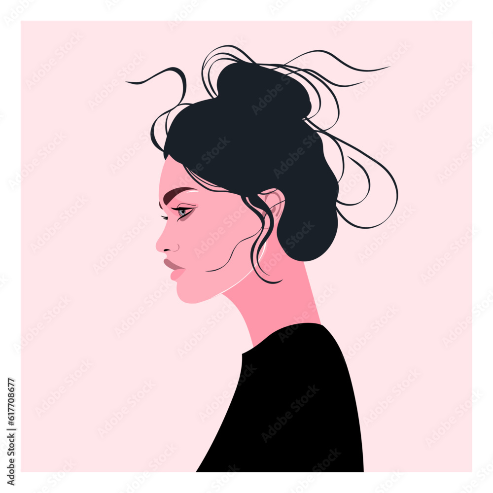 Woman portrait, Poster design, Woman portrait vector on pink background
Woman portrait, Poster design, Woman portrait vector on pink background