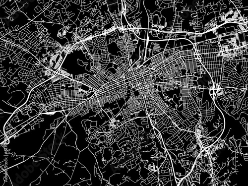 Vector road map of the city of York Pennsylvania in the United States of America with white roads on a black background.