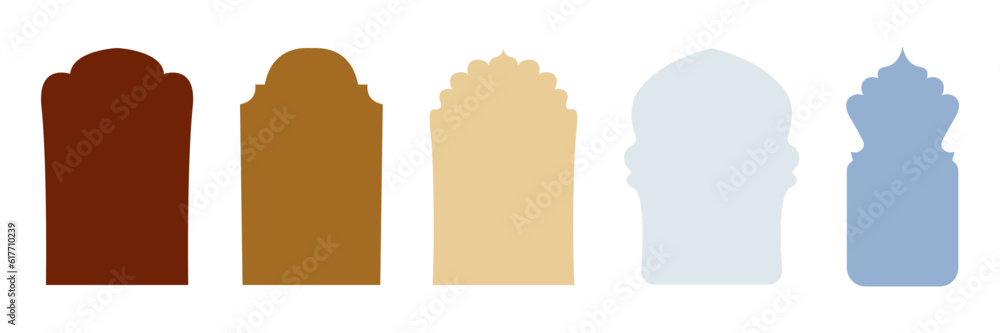 Shape islamic window. Ramadan kareem icon. Set of oriental style Islamic arches and windows. Vector illustration. Shape islamic window. Ramadan kareem icon. Set of oriental style Islamic arches and windows. Vector illustration.