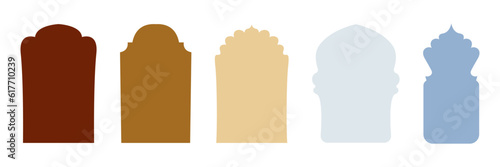 Shape islamic window. Ramadan kareem icon. Set of oriental style Islamic arches and windows. Vector illustration.