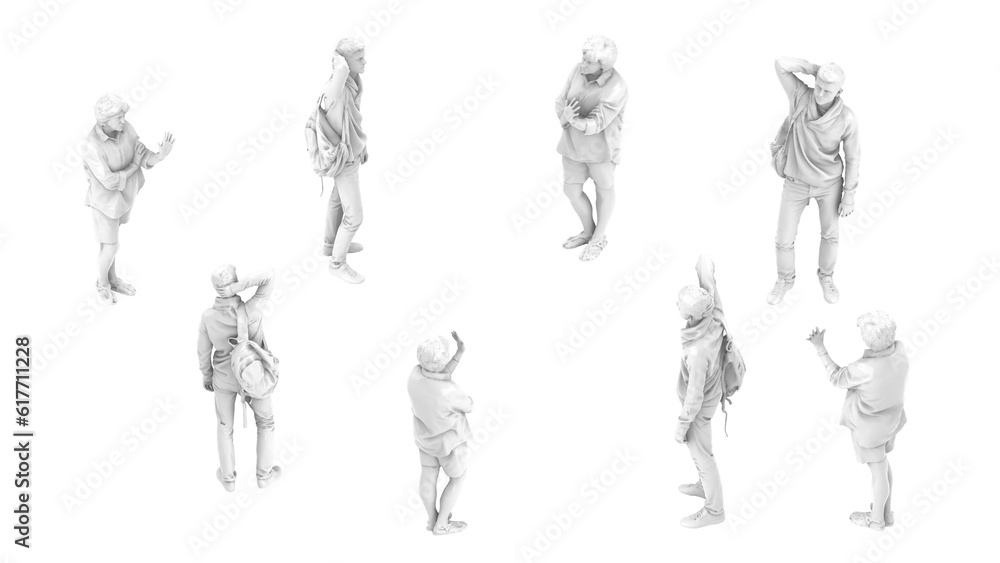 3D High Poly Humans - SET6 Monochromatic - Isometric Views 3D High Poly Humans - SET6 Monochromatic - Isometric Views