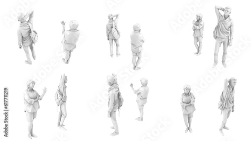 3D High Poly Humans - SET6 Monochromatic - Perspective Views