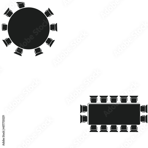 Table and chairs with top view for your design