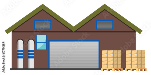 Warehouse industry with storage buildings. Vector illustration isolated on white background. eps10