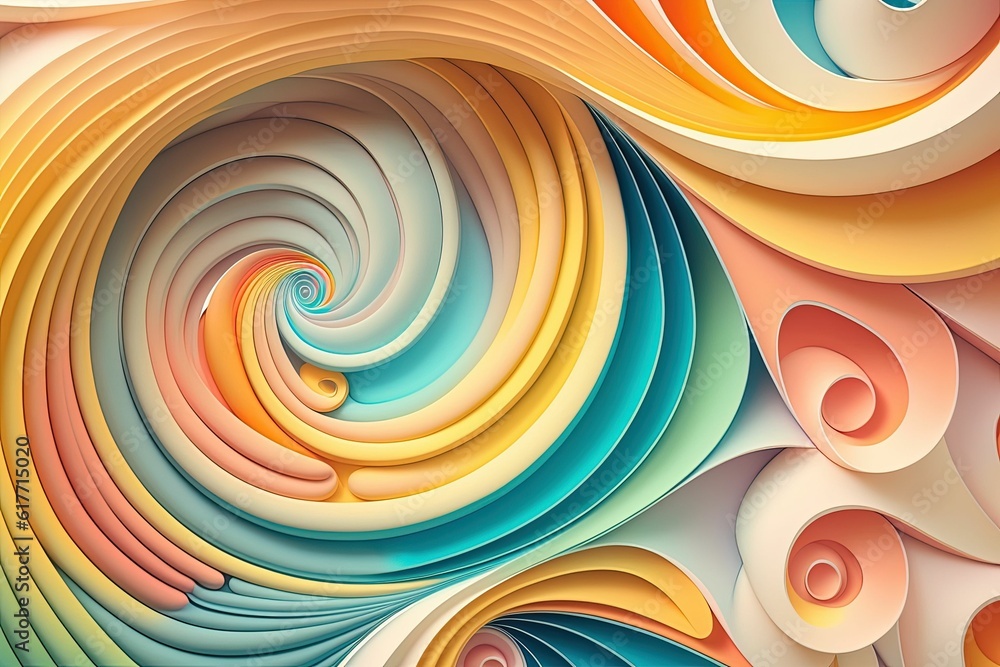 AI generated illustration of a vibrant spiral pattern in the center ...
