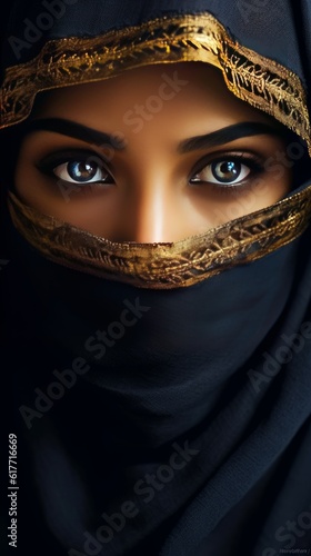 Gorgeous woman wearing hijab in a desert