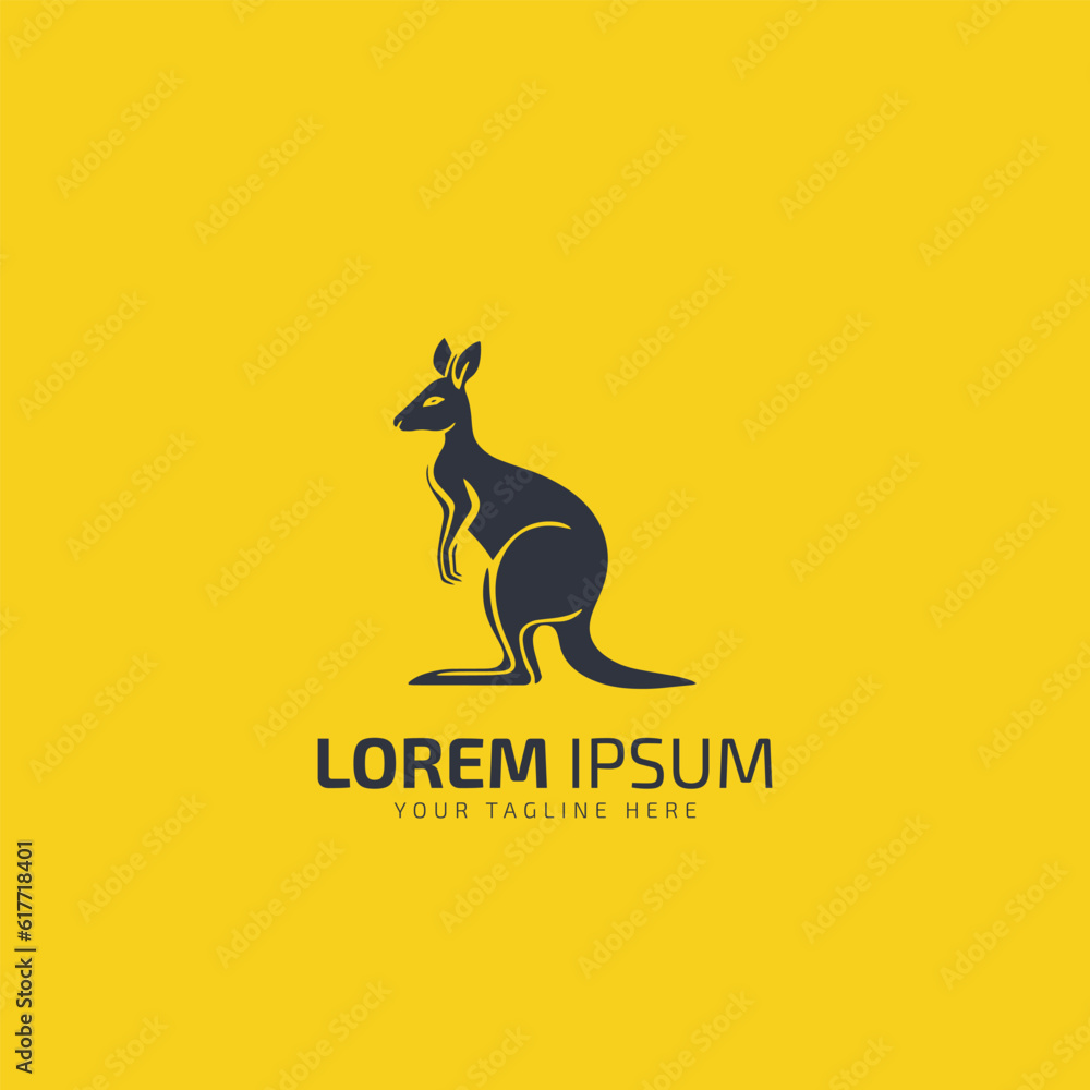 kangaroo sitting logo icon illustration isolated vector sign symbol design silhouette illustration template isolated on yellow background. kangaroo sitting logo icon illustration isolated vector sign symbol design silhouette illustration template isolated on yellow background.