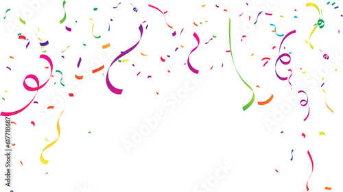 Colorful confetti and zigzag ribbon falling from above Streamers, tinsel vector