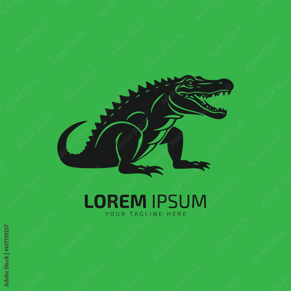 Fototapeta premium Crocodile and alligator silhouette icon