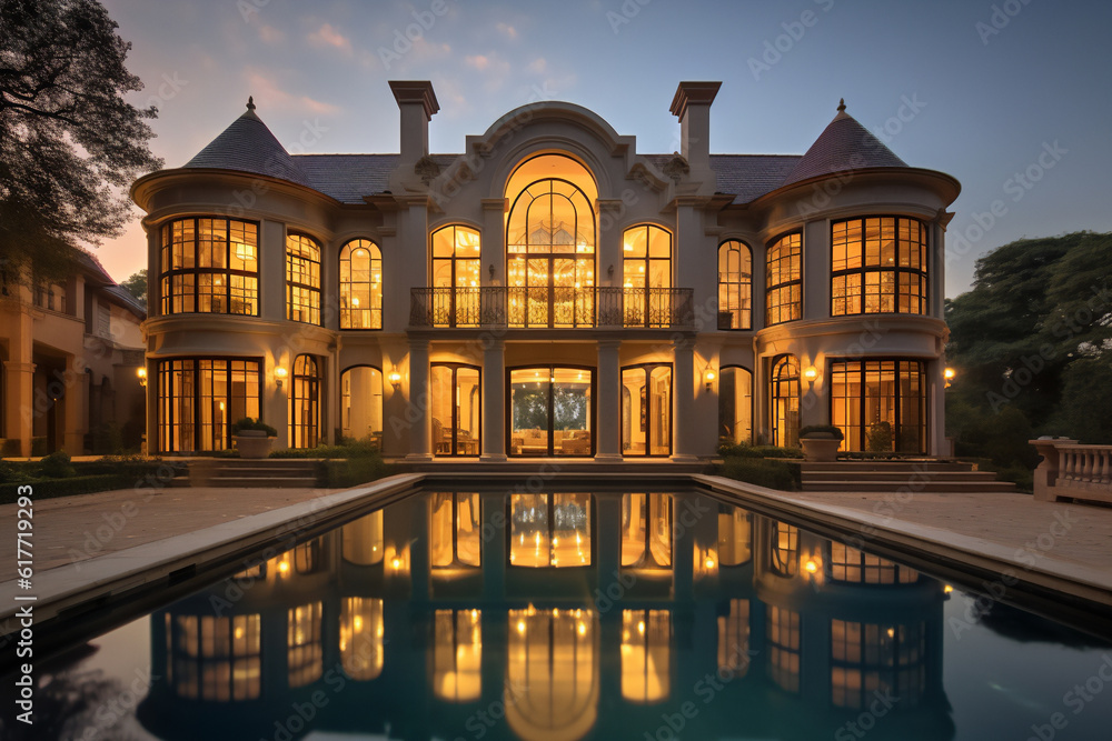 Luxury mansion estate which is a residential house building with a ...