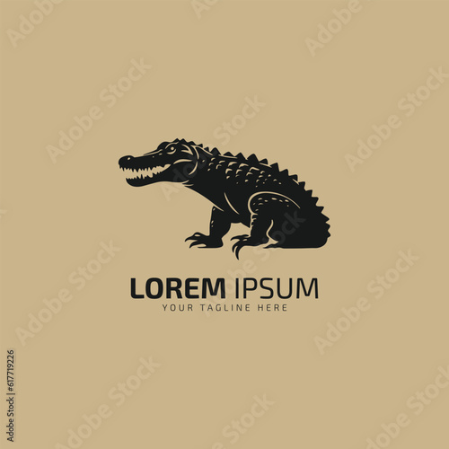 Crocodile or alligator logo vector. Abstract crocodile on skin background.