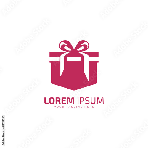 Gift box with bow icon vector, filled flat sign, solid pictogram isolated on white. Symbol, logo illustration.pink box on white background.