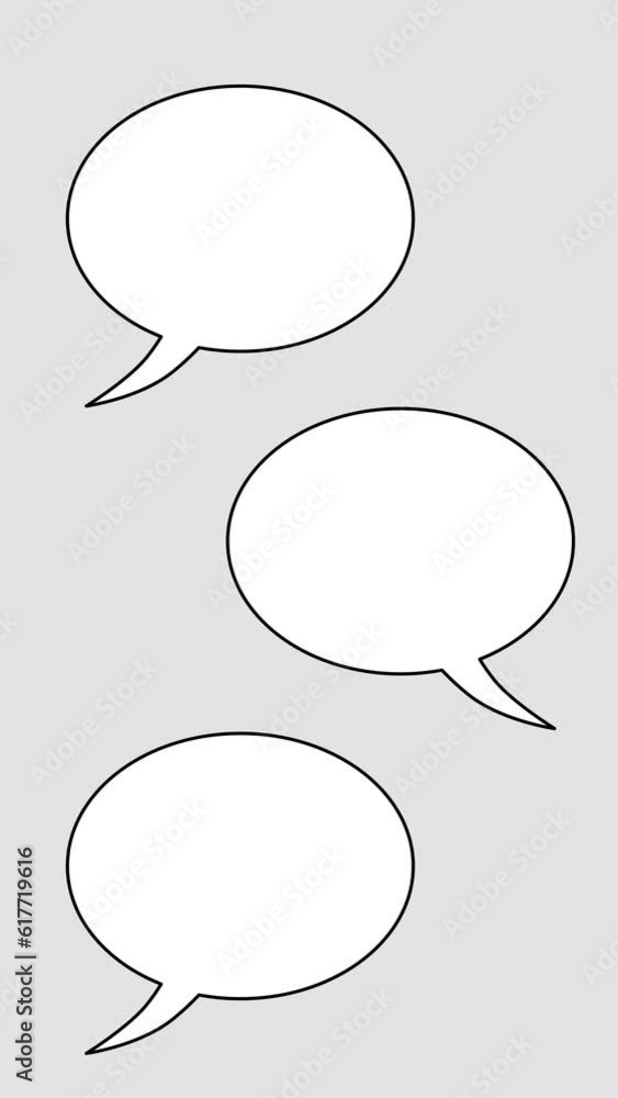 Three speech bubbles having a conversation. With luma matte. Vertical video. Three speech bubbles having a conversation. With luma matte. Vertical video.
