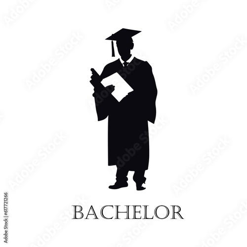 silhoutte graduation student bachelor theme vector illustration
