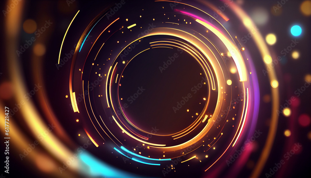 Abstract futuristic background with gold PINK blue glowing neon fluid round techno sound shap Data transfer concept Fantastic wallpaper Abstract background Ai generated image Abstract futuristic background with gold PINK blue glowing neon fluid round techno sound shap Data transfer concept Fantastic wallpaper Abstract background Ai generated image