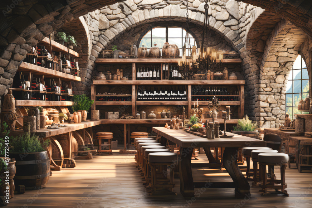 a close-up of a Wine Cellar with barrels a close-up of a Wine Cellar with barrels
