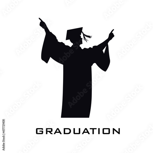 silhoutte graduation student bachelor theme vector illustration