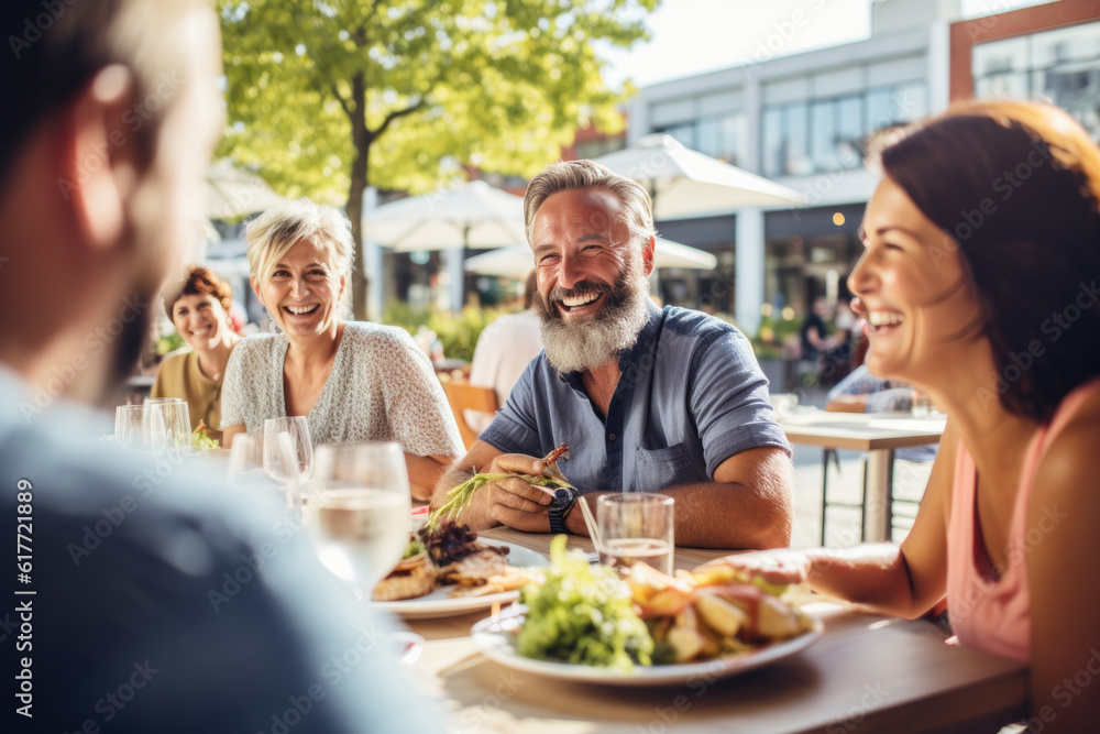 happy friends diner outside ai generated happy friends diner outside ai generated
